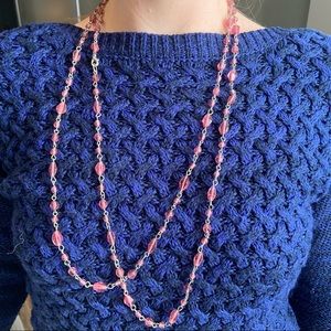 Pink and silver beaded necklace